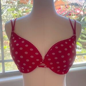 Victoria's Secret Demi Bra Sz 34DD Red Polka Dot